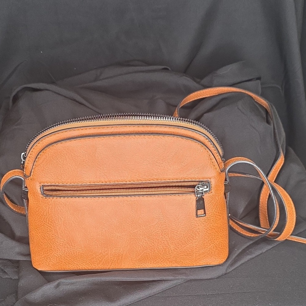 Sam & Hadley Brown Embossed Floral Cross Body Bag with Zipper and Pockets, Small - Picture 4 of 7